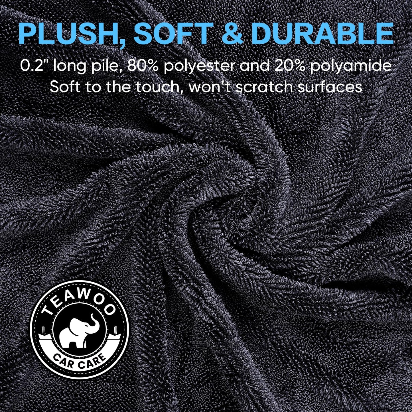 TEAWOO Shiny Wipes Shower Cleaning Cloth, Ultra Absorbent Car Drying Towel, 4 Pack 16 x 24 inch Microfiber Cleaning Cloth for Car, Bath & Househood