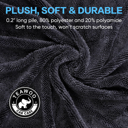 TEAWOO Shiny Wipes Shower Cleaning Cloth, Ultra Absorbent Car Drying Towel, 4 Pack 16 x 24 inch Microfiber Cleaning Cloth for Car, Bath & Househood