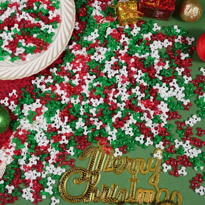 Christmas Tri Beads (1200pcs), Tri Shaped Beads Red Green White Triangle Beaded kit for Craft Wreath Xmas Holiday Tree Snowman Decorations, Candy Cane Beaded Ornament Kit, Christmas Party Decoration