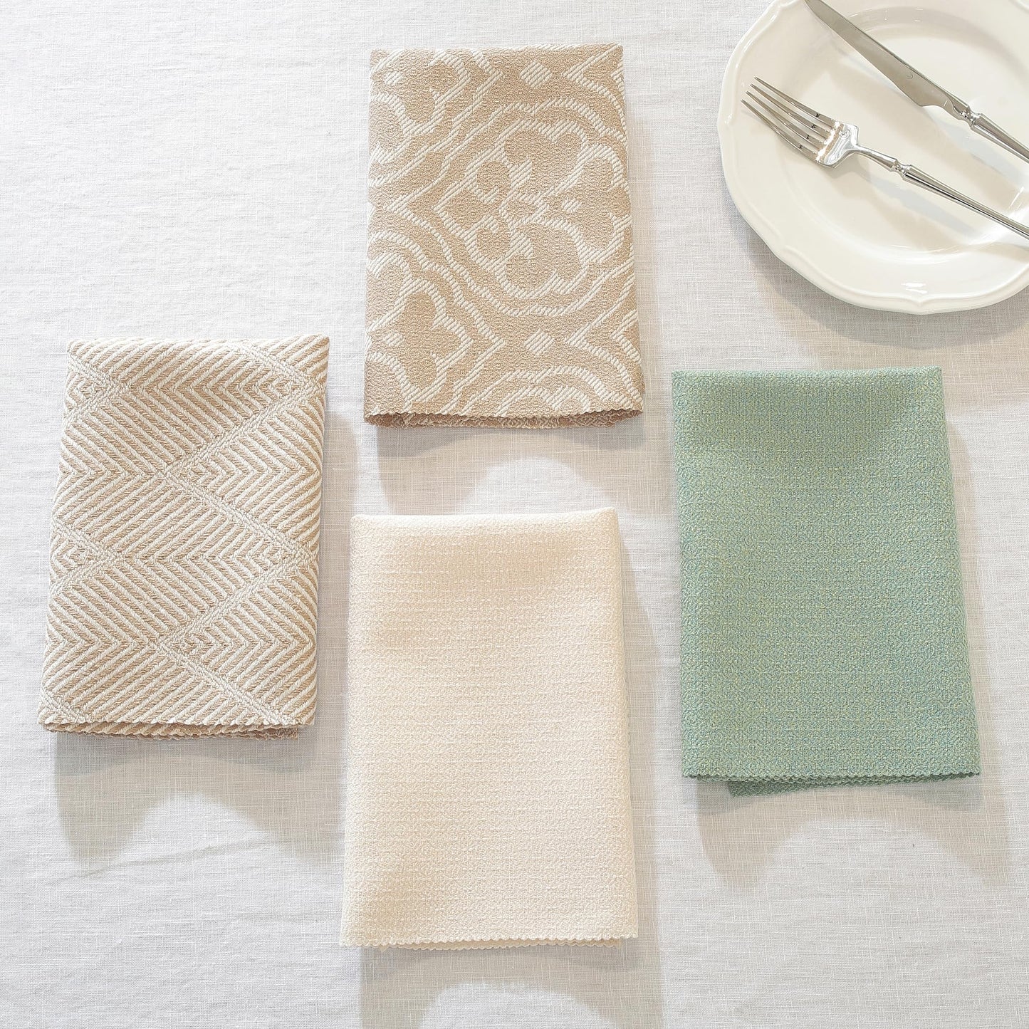 UWWGKK 17x17 Green Icelandic Cloth Napkins Set of 6 Washable Reusable