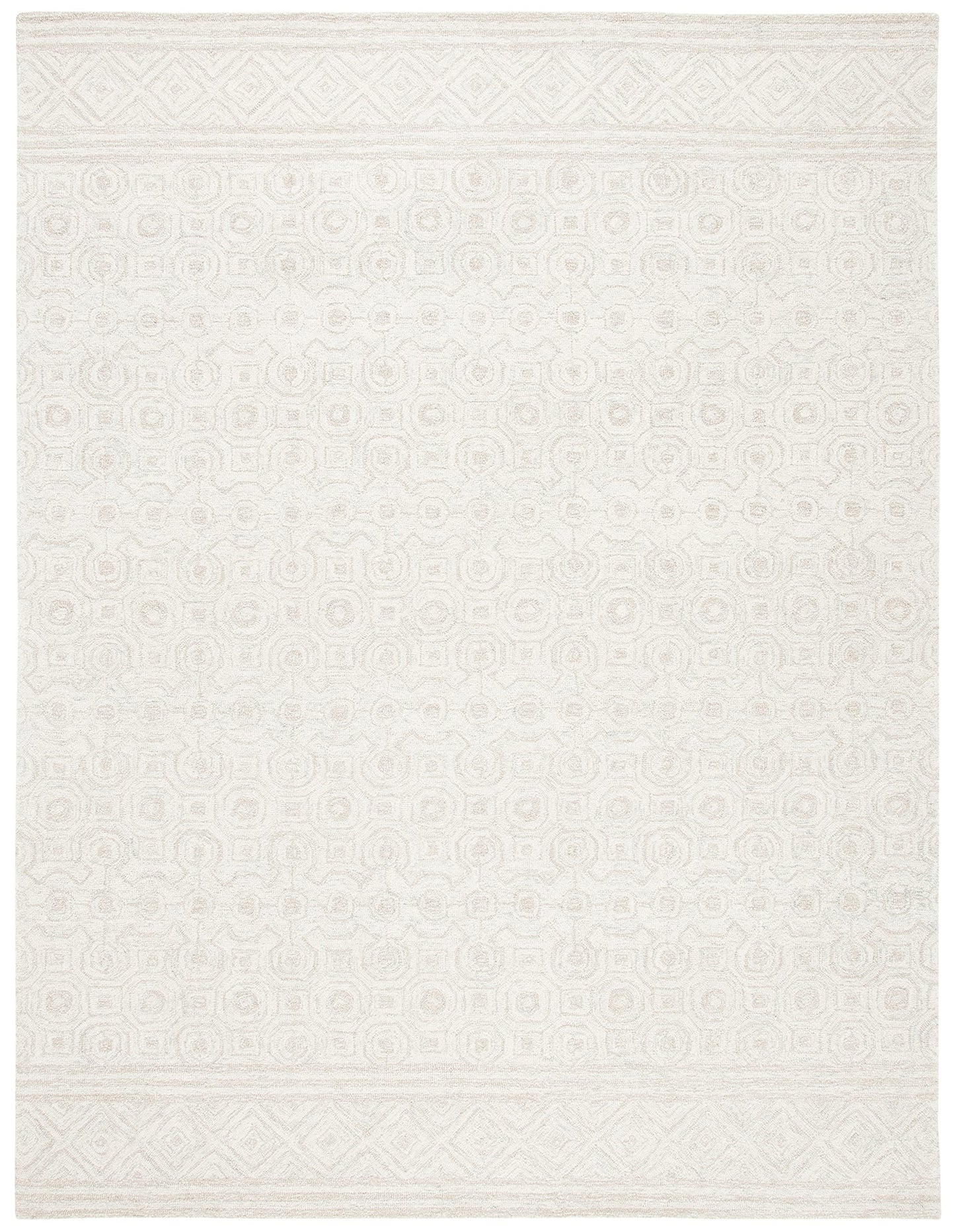 SAFAVIEH Area Rug 8x10 - Micro-Loop Collection - Large - Ivory & Light Green, Handmade Wool, Ideal for Living Room, Bedroom, Office, Dining Space (MLP950A)