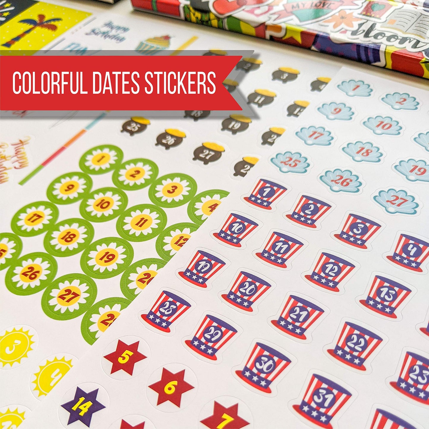 Vladi Creative Expanded Aesthetic Planner Stickers – Contains 1397 Pcs, 23 Sheets with Numbered Dates, Seasonal, Scrapbook, Calendar & Journal for Monthly Planning, Organization, and Creative Fun