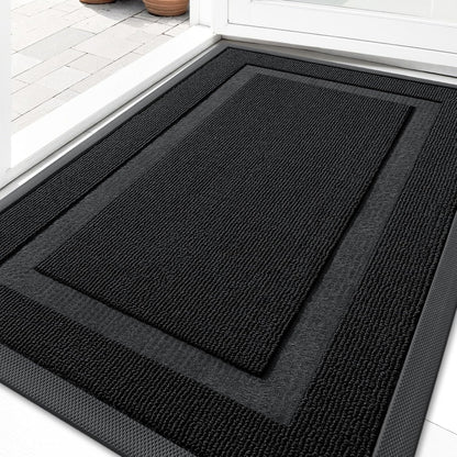OLANLY Waterproof Front Door Mat - All-Season Indoor/Outdoor Doormat, Easy Clean, 33x21, Jet Black