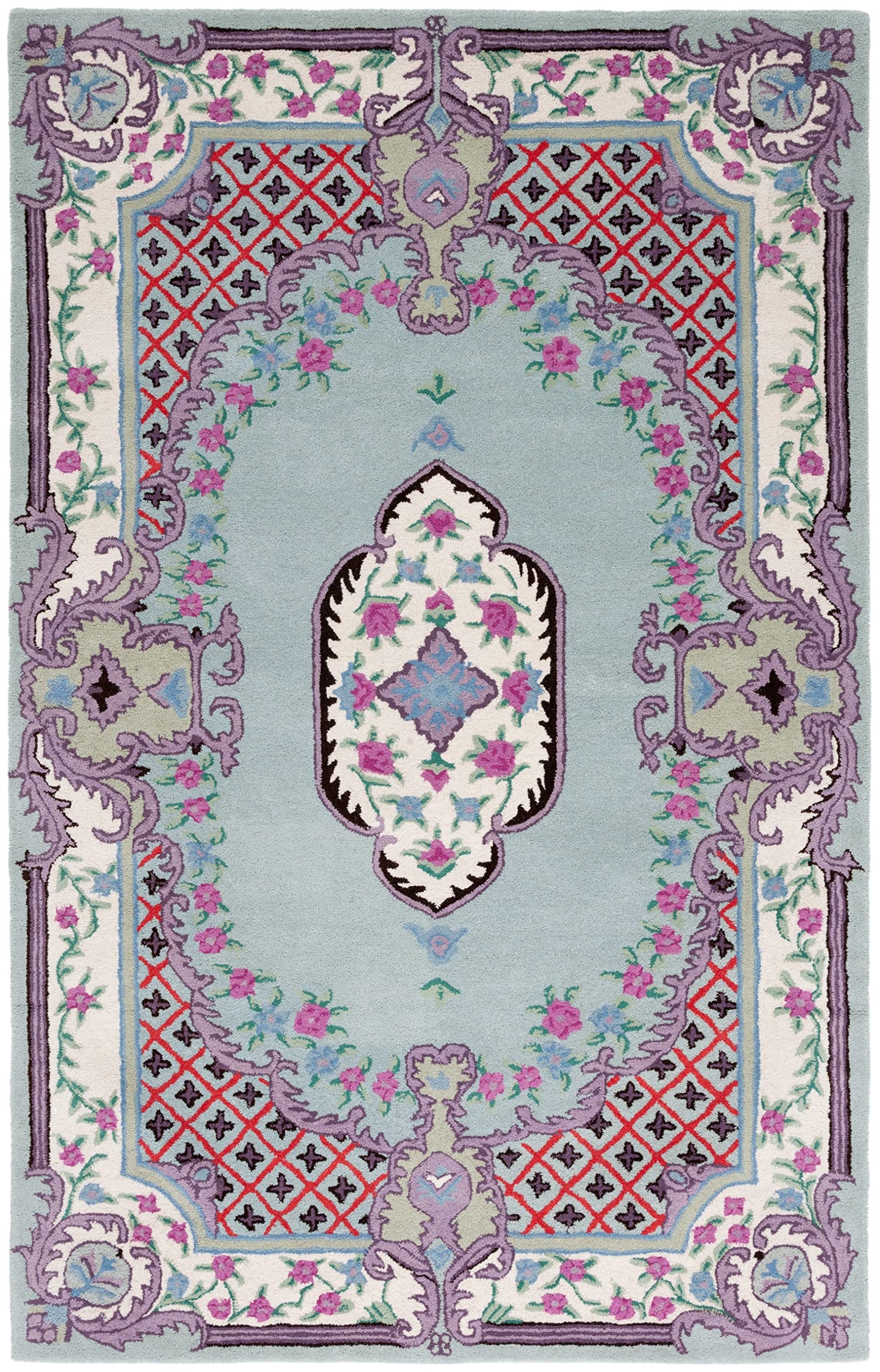 SAFAVIEH Bellagio Collection 8' x 10' Light Green/Ivory BLG535Y Handmade Medallion Premium Wool Living Room Dining Bedroom Area Rug