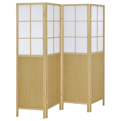 Coaster Home Furnishings Edwards 4-Panel Room Divider Folding Shoji Screen Natural