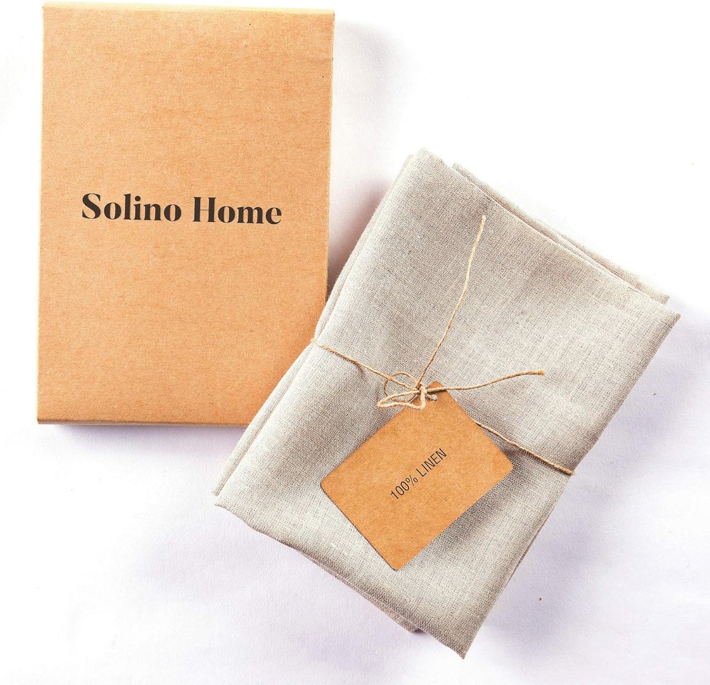 Solino Home Linen Kitchen Towels Set of 2 - 100% Pure Linen, Natural 17 x 26 Inch, Machine Washable