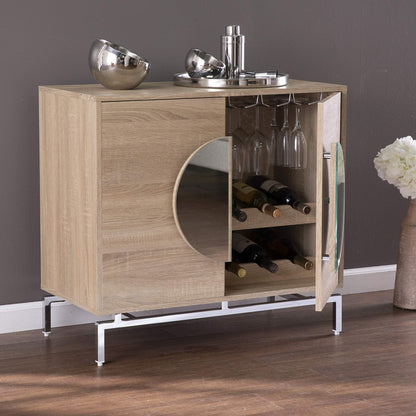 SEI Furniture - Northdom Bar Cabinet with Wine Storage - Transitional Design, Natural Iron and Wood - Ideal for Living Room, Home Bar (HZ1114405)