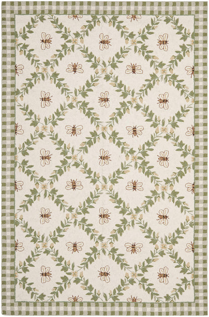 SAFAVIEH Area Rug 8x10 - Chelsea Collection - Large - Ivory & Green, Hand-Hooked Wool, French Country Design, Ideal for Living Room, Bedroom, Office, Dining Space (HK55A)