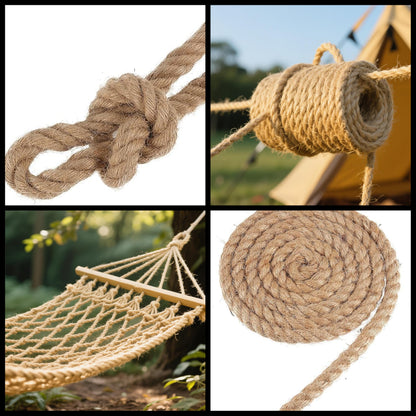 JAPCHET 164 Ft x 10MM Natural Jute Twine, 3/8 Inch Twisted Jute Rope Hemp Rope, Strong Burlap Cord for DIY Crafts Gardening Hammock Home Decorating Gift Wrapping