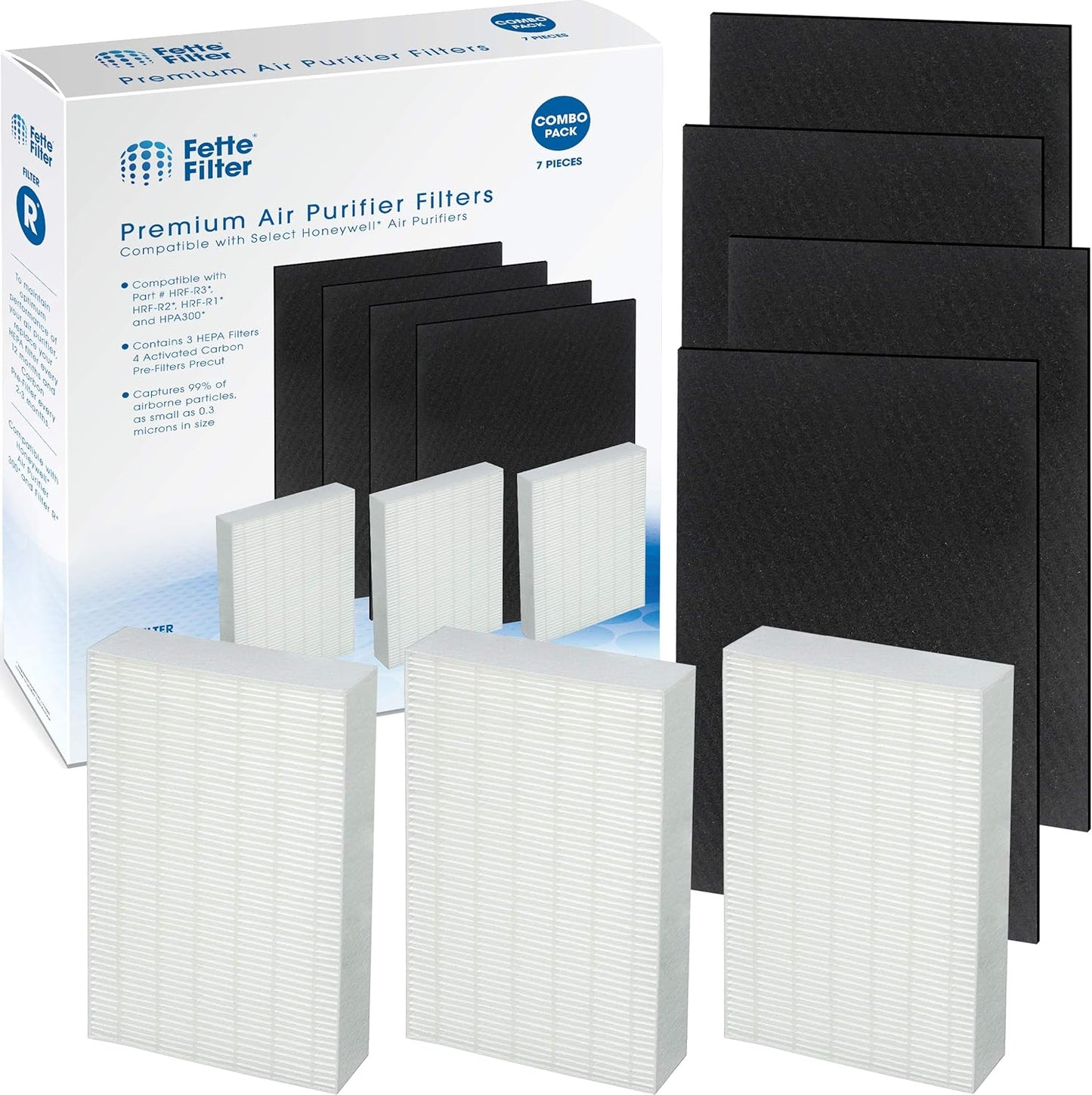 Fette Filter - HEPA Air Purifier Set, 3 HEPA + 4 Pre-Filters, Compatible with Honeywell HPA300, HPA304, HPA8350 & More