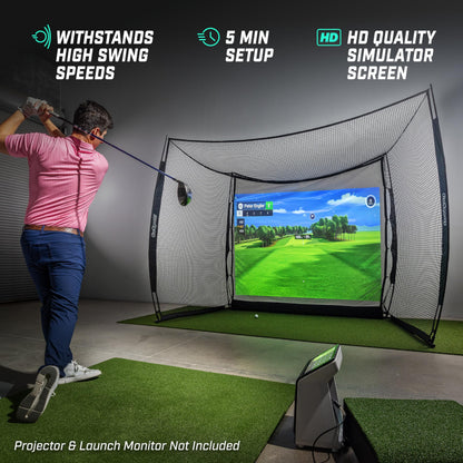 GoSports Range Cage 10 ft x 8 ft Golf Practice Hitting Net with Impact Screen