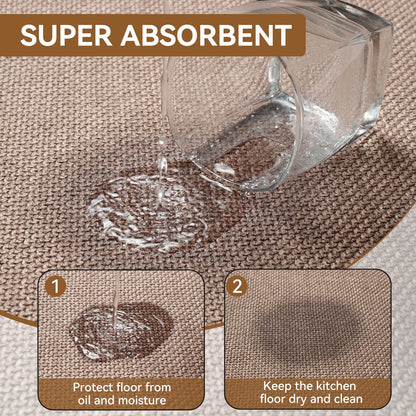 YDKGL Kitchen Mat Kitchen Rugs Sets of 2 PCS Non Slip Washable, Linen-Like 0.3" Thick Cushioned Absorbent Kitchen Mats for Floor, Mild Anti-Fatigue Sink Laundry Standing Mat, Brown 17"x30"+17"x59"
