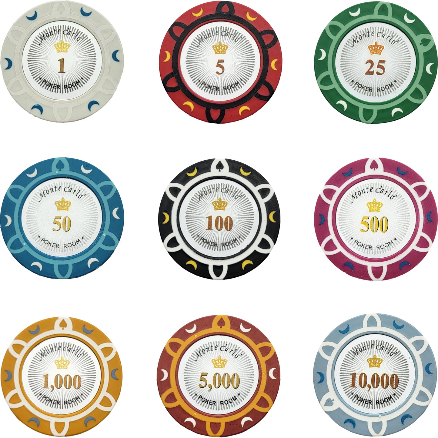 1000pcs 14g Monte Carlo Poker Room Poker Chips Set with Aluminum Case Custom Build