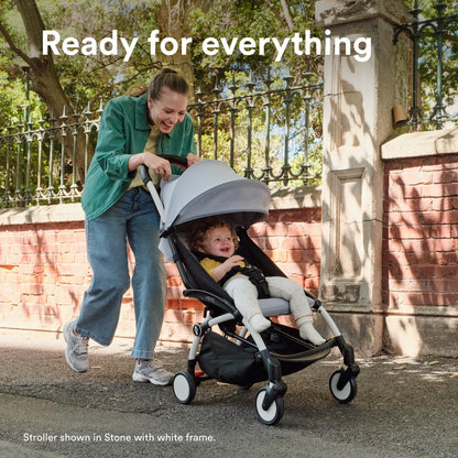 Stokke YOYO3 Stroller from 6 Months - Includes Black Frame/Air France Blue Seat Cushion + Canopy - Folds in & Out in a Flash - Light & Compact - Carry-On Compatible