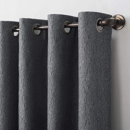 Sun Zero Noir Dimensional Thermal Extreme Total Blackout Grommet Curtain Panel, 52" x 84", Charcoal Gray