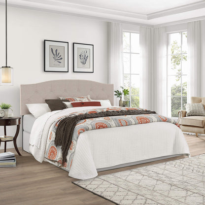 Hillsdale Provence Upholstered King/Cal King Size Headboard with Frame, Light Beige, 2694HKRL