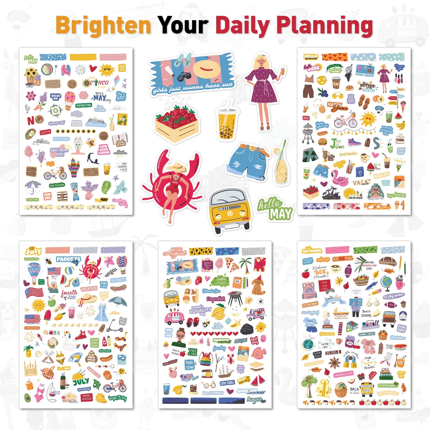 Holiday Seasonal Planner Sticker - Daily, Weekly & Monthly Calendar Stickers for Women, Men, Kids, Teachers & Students - Over 1300 Unique Hand-Drawn Stickers on 20 Sheets Per Pack!
