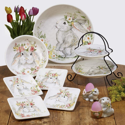 Sweet Bunny 3D BUNNY COOKIE JAR, 8 Inch Hand-Painted Ceramic Canister, Easter Bunny Kitchen Decor, Spring Countertop Storage for Cookies, Treats, and Sweets
