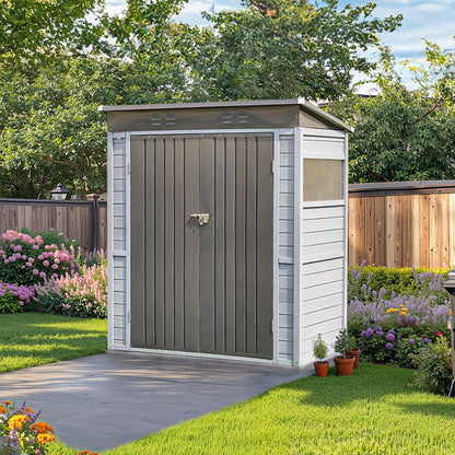Jaxenor 5x3 FT Outdoor Wood Storage Shed, Garden Tool Shed with Windows, Outside Storage Shed Waterproof for Backyard, Garden, Patio, 4 Vents (Without Floor) Gray