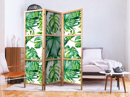 artgeist Japanese Room Divider Tropical Leaves Monstera grn 53 x 67 in - 3 Panel Folding Screen Japan Design Home Decoration Art Deco b-B-0295-z-b