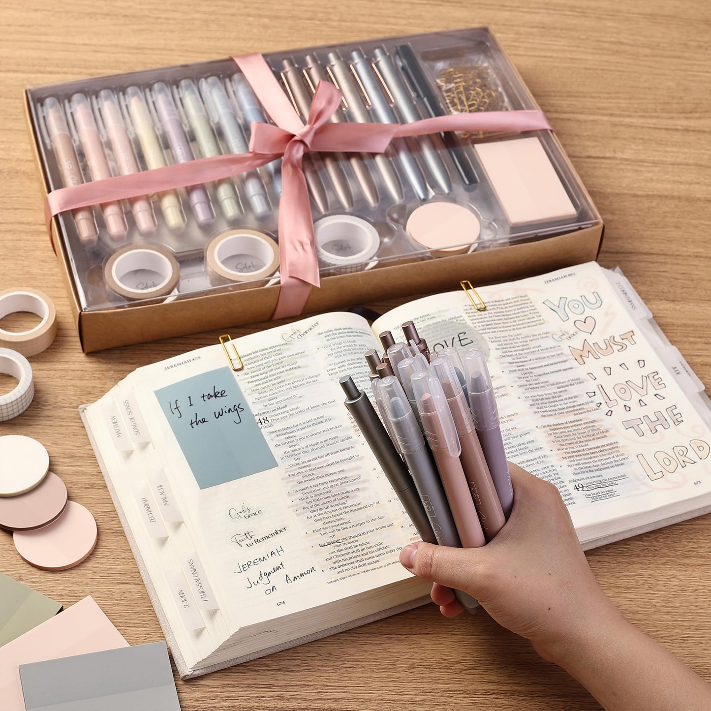 Mr. Pen- Bible Journaling Set (Selah Collection), Complete Faith Journaling Kit with Highlighters, Pens, Sticky Notes, Tabs, Washi Tape & Pouch for Bible Study, Prayer, Mothers Day Gift