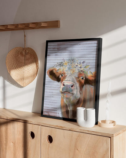 HAUS AND HUES Cow Wall Art - Rustic Cow Prints - Farmhouse Art Prints - Unframed 16x20