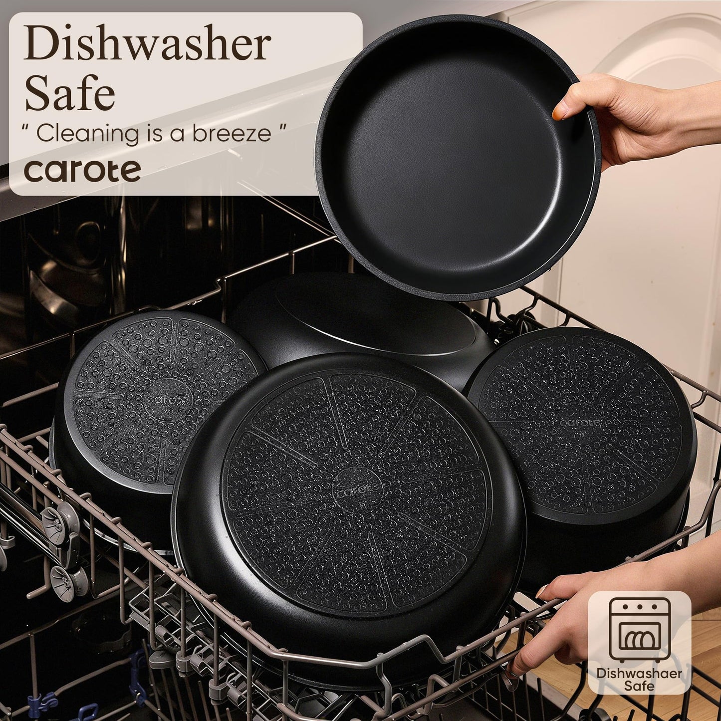 CAROTE 19pcs Pots and Pans Non Stick, Cookware Sets Detachable Handle, Induction Kitchen Pots and Pans,NonStick Cooking Set, Oven/Dishwasher/Fridge Safe, Space Saving