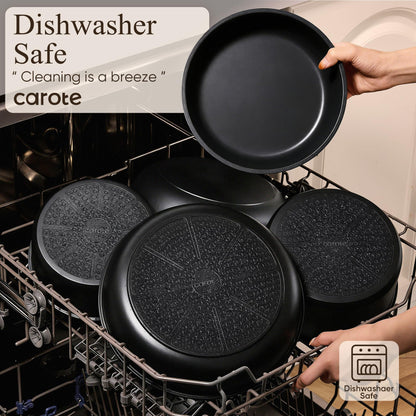 CAROTE 19pcs Pots and Pans Non Stick, Cookware Sets Detachable Handle, Induction Kitchen Pots and Pans,NonStick Cooking Set, Oven/Dishwasher/Fridge Safe, Space Saving