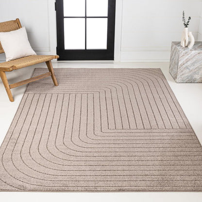 JONATHAN Y Odense High-Low Angle Light Taupe 8x10 Indoor/Outdoor Area Rug for Patio, Backyard, Living Room, Bedroom, Office, Hose-Washable (SCN101C-8)