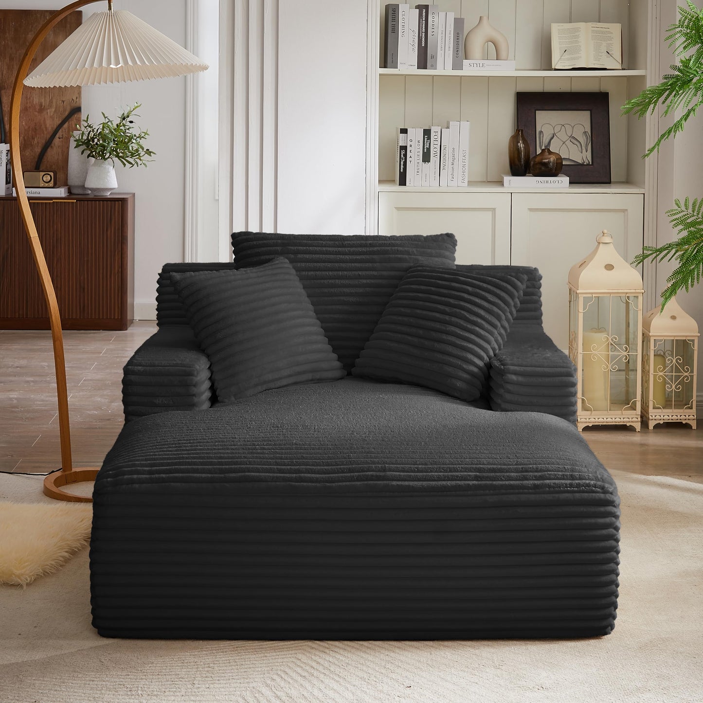 KEIKI 66" Oversized Chaise Lounge, No-Assembly Boneless Chair Sofa Bed Alternative for Bedroom Comfort, Guest Hosting, Cozy Lounging & Restful All-Day Relaxation with Plush Supportive Seating