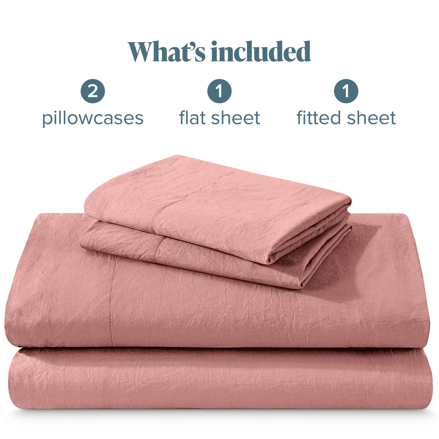 Bare Home Full Sheet Set - Luxury 1800 Ultra-Soft Stonewashed Microfiber - Brushed - Deep Pockets - Easy Fit - Breathable Bedding - Sheet Sets & Pillowcases (Full, Stonewashed Dusty Rose)