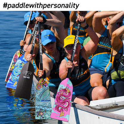 Hornet Watersports Dragon Boat Paddle - Turtle Design - Adjustable Carbon Fiber Dragon Boat Paddle - IDBF Approved - Dragon Boat Accessories (Clamp Adjustable)