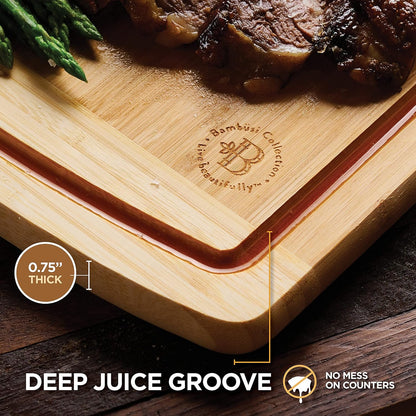Extra-Large 18 Inch Cutting Board - Bamboo Wood with Deep Juice Groove - Charcuterie & Chopping Butcher Block for Meat