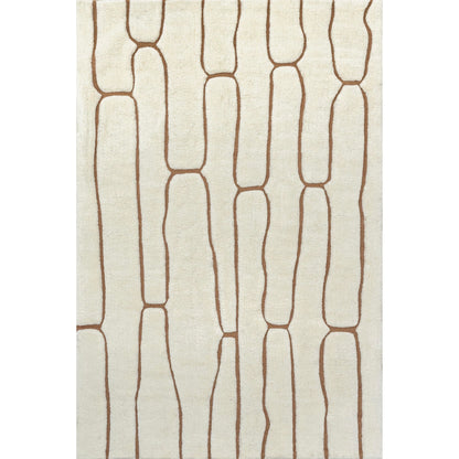 Rugs USA Nazco Cream, 6' x 9', Handmade, Abstract, New Zealand Wool, Soft and Cozy, High Traffic, Stain Resistant, Easy Clean, Durable Runner for Bedroom, Living Room, Dining, Den, Foyer