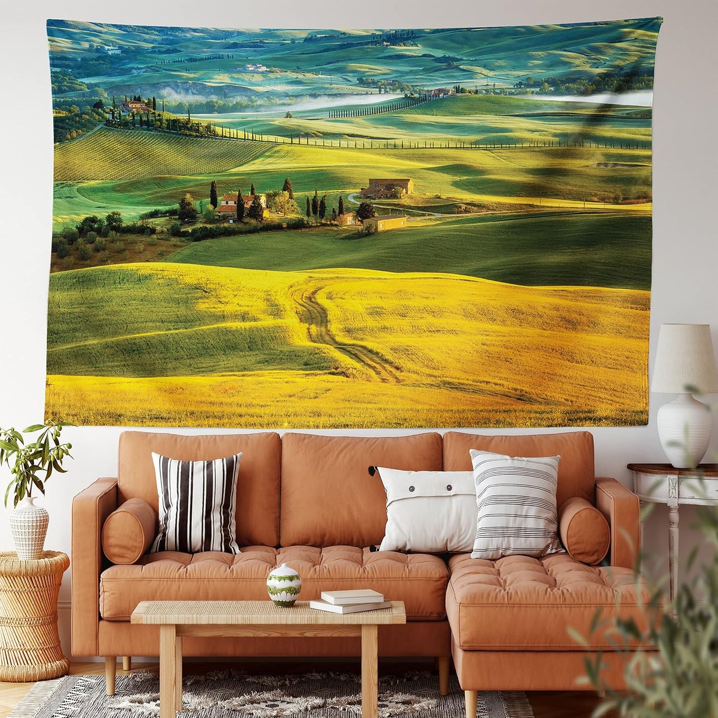 Lunarable Tuscan Tapestry, Idyllic Landscape of Tuscany Road and Cypresses, Fabric Wall Hanging Decor, 45" X 30"