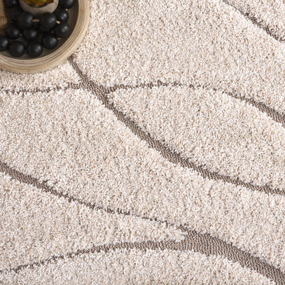 SAFAVIEH Florida Shag Collection Area Rug - 9'6" x 13', Cream & Beige, Non-Shedding & Easy Care, 1.2-inch Thick Ideal for High Traffic Areas in Living Room, Bedroom (SG471-1113)