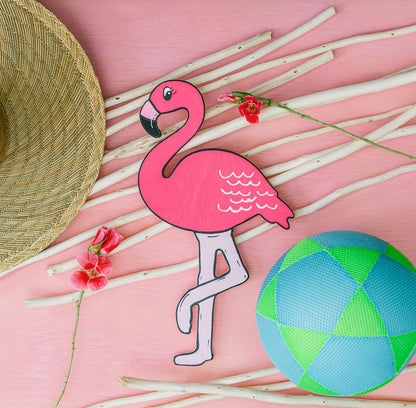 Unfinished Wooden Flamingo Cutout, 16", Pack of 1 Wooden Shapes for Crafts and Summer & Beach Decor and Crafting, by Woodpeckers