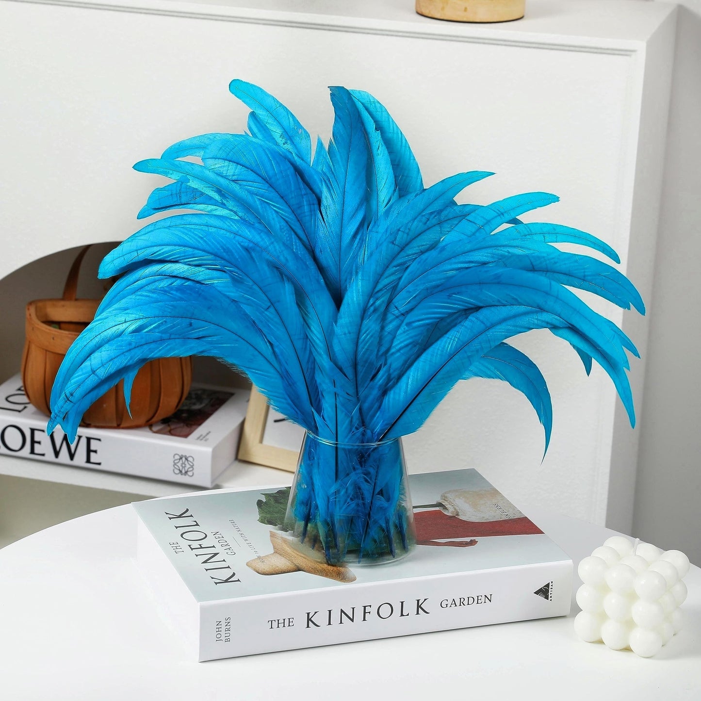 Holmgren Turquoise Rooster Tail Feathers - 60pcs 12-14inch Natural Long Rooster Tail Feathers Bulk for DIY Crafts Hats Costume and Holiday Themed Party Decoration (Turquoise)