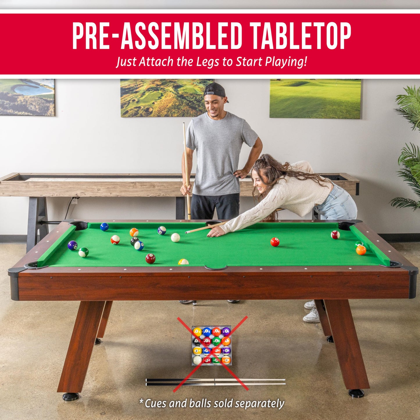 GoSports 7 ft Pool Table with Wood Finish - Billiards Game Room Table for Adults & Family - Accessories Not Included