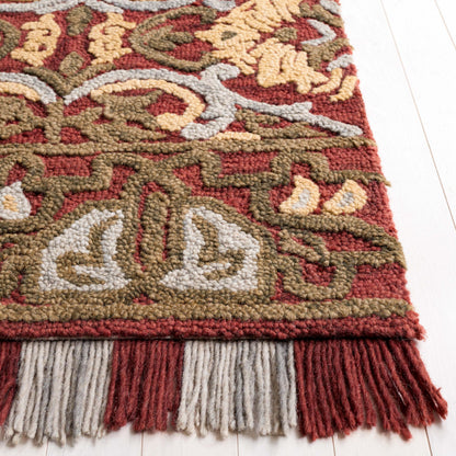 SAFAVIEH Area Rug 8x10 - Blossom Collection - Large - Red & Gold, Handmade Wool, Floral Design, Ideal for Living Room, Bedroom, Office, Dining Space (BLM422Q)