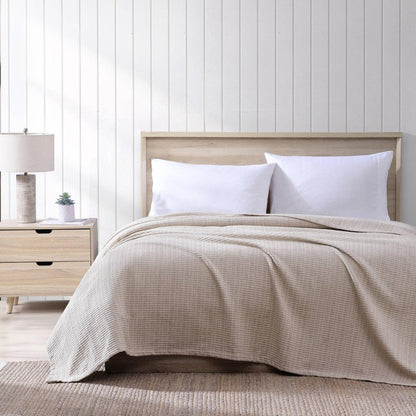 Tommy Bahama - King Blanket, Naturally Soft & Breathable Bedding for Couch or Bed, Lightweight for Year Round Comfort (Woven Textured Natural Brown)