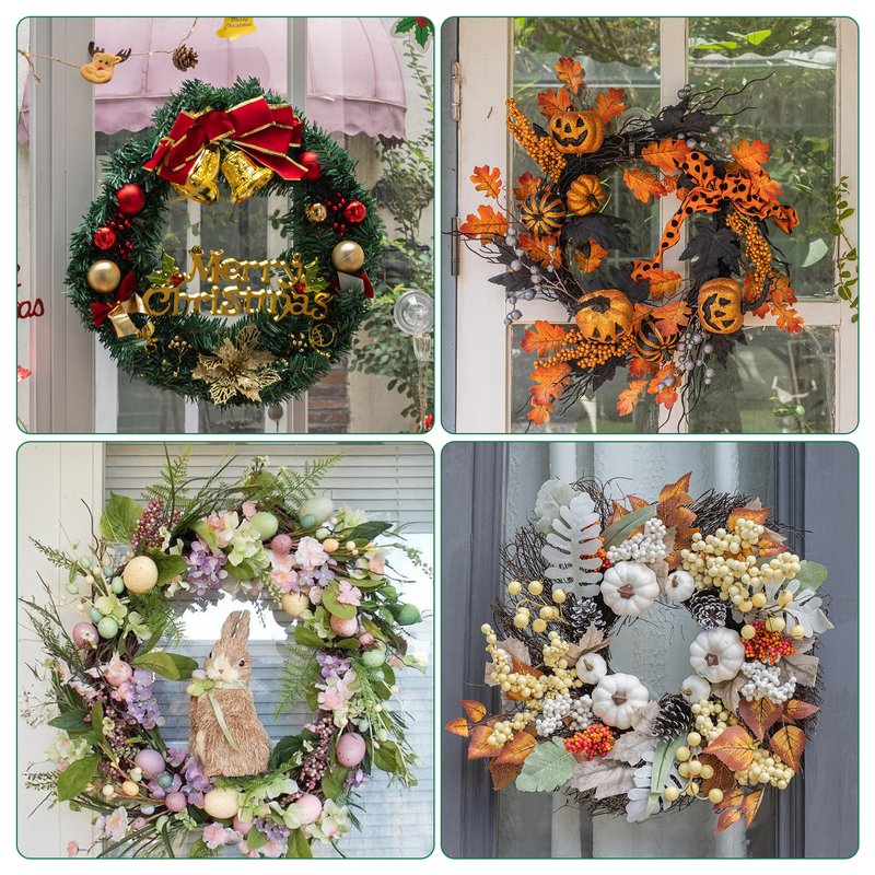 Antimbee 4 Pack Wreath Hangers for Front Door, Extra Large Suction Cup Hooks, Heavy Duty 1.9" Hooks for Easter Garland, No Tools, No Damage Wreath Holder for Glass Windows Shower, Hold Up to 18 Lbs