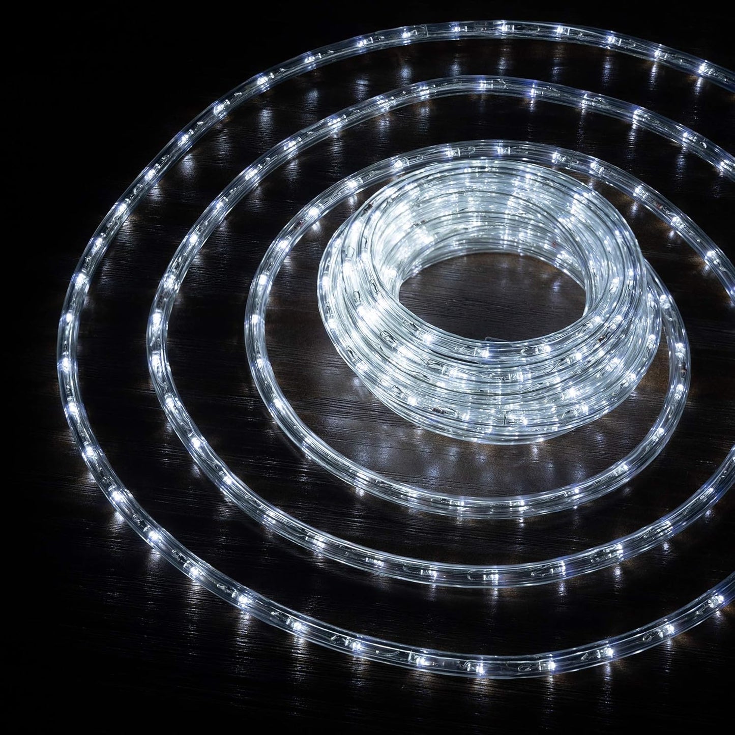 WYZworks 25ft LED Outside Rope Lights, 288 LEDs, Waterproof, Connectable, Cool White Christmas Landscape