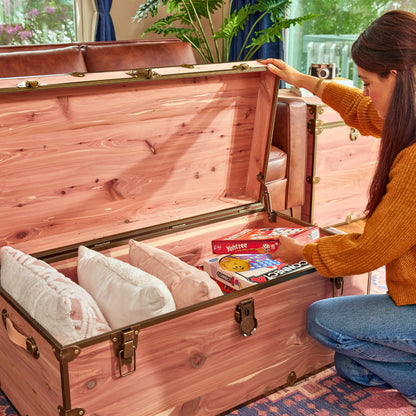 Rhino Trunk & Case Knotty Cedar Chest – XXL Storage Box, Coffee Table, End of Bed Trunk or Entryway Storage Bench – 36"x18"x18" USA-Made, Furniture Grade, Heirloom Aesthetic – Strong and Secure