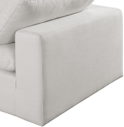Meridian Furniture 187Cream-S80 Comfy Collection Modern | Contemporary Upholstered Modular Sofa with Cream Linen Textured Fabric Upholstery, Down Feather Cushions, 80" W x 40" D x 34.5" H, Cream