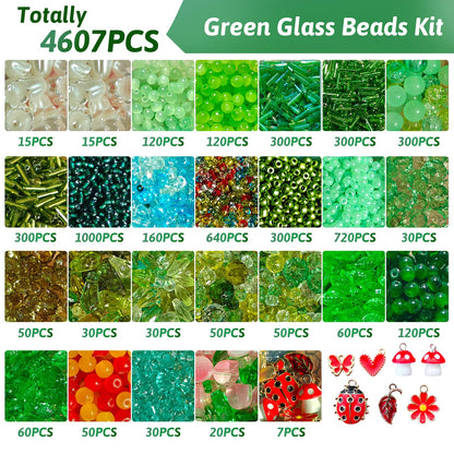 YLINKZORMA Green Glass Beaded Plant Kit, Forever Plant Beads Jewelry Making with Flower, Leaf, Crystal, Beaded Plant Crafting & DIY Handicrafts, Gift for Plants Enthusiasts