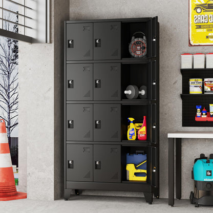 winiowa Metal Locker for Employees, 12 Doors Locker Organizer with Shelves, Black Steel Storage Lockers Cabinet for Garage School Office Gym Bedroom(Black,12 Doors)