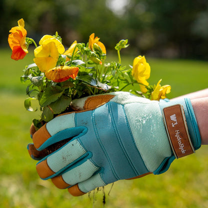 Wells Lamont Women's Medium HydraHyde Water-Resistant Leather Palm Hybrid Work Gardening Gloves (Pack of 1) Blue