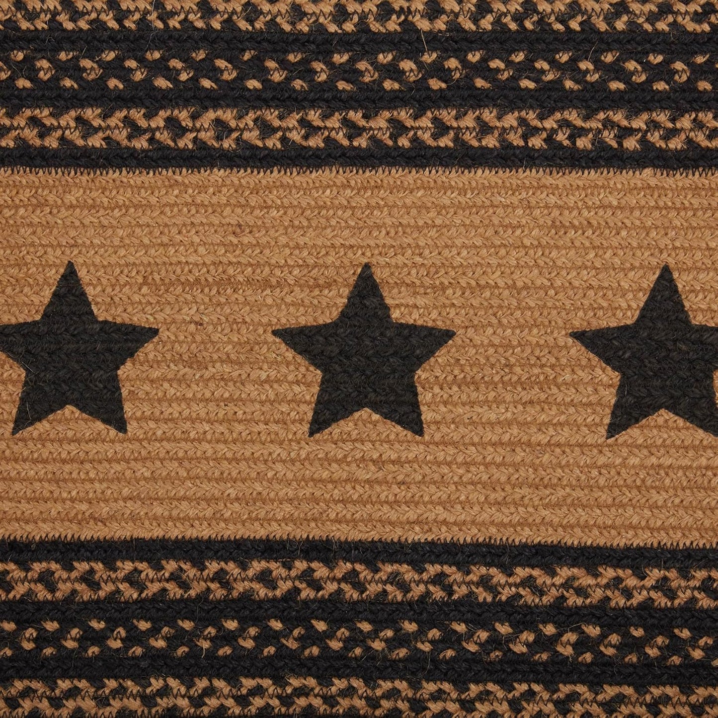 13"x36" VHC Brands Farmhouse Primitive Jute Black Textured Table Runner w/Stenciled Stars