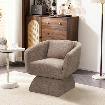 DEECUS. Modern 360° Swivel Accent Chair with Armrest & Curved Back, Soft Cushioned Barrel Lounge Chair (Otter)